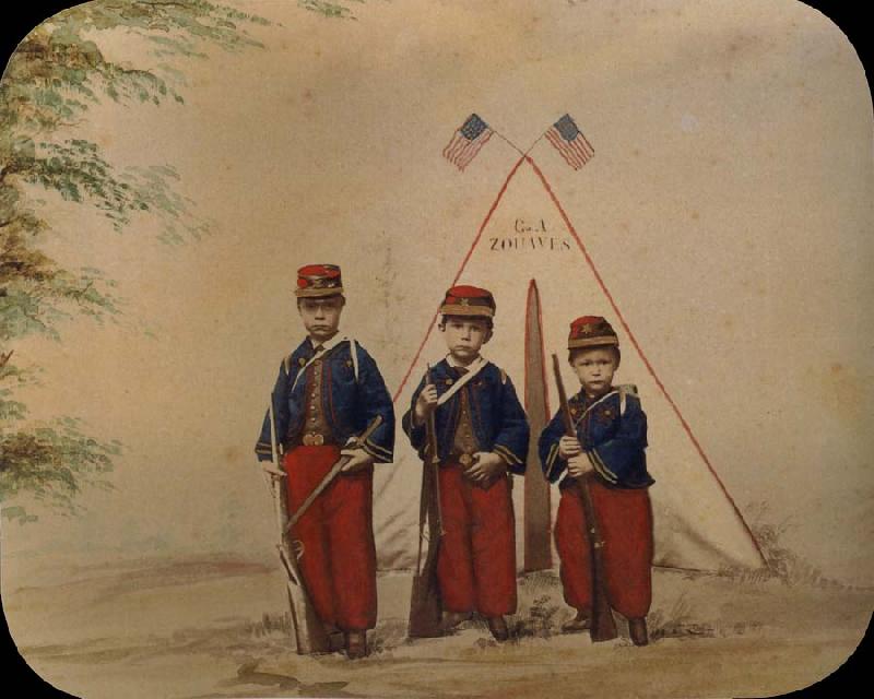 unknow artist Three Boys in Zouave Costume oil painting image